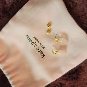 Kate Spade New York Pink Open Heart Stone Lock Stud Earrings - Rose Quartz